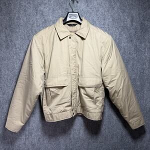 DAKS London Bomber Jacket Mens Sz M Cotton Blend Lined Vintage Pockets Khaki Tan